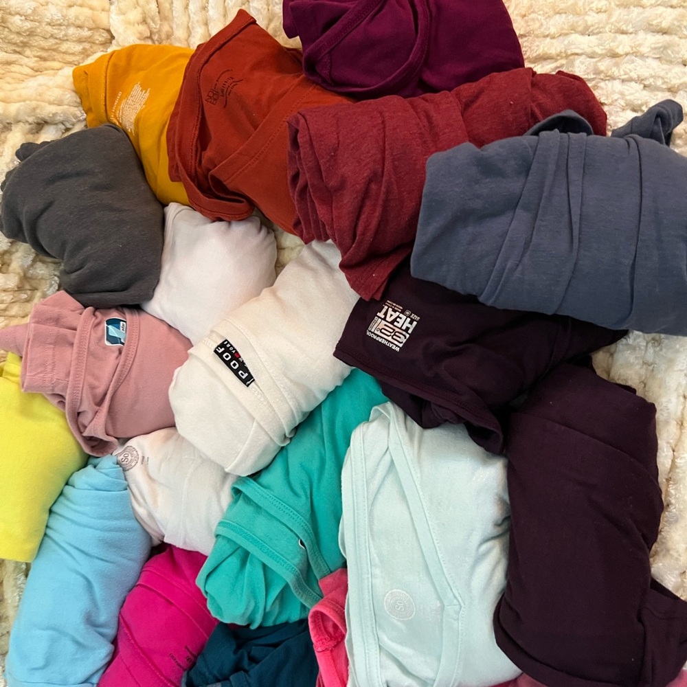 Under scrub long sleeved tops.